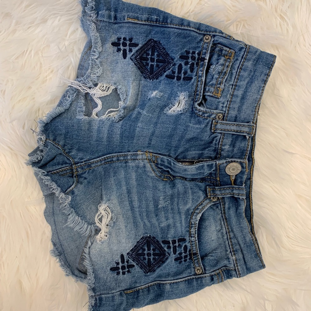 High Waisted Dark Blue Jean Shorts